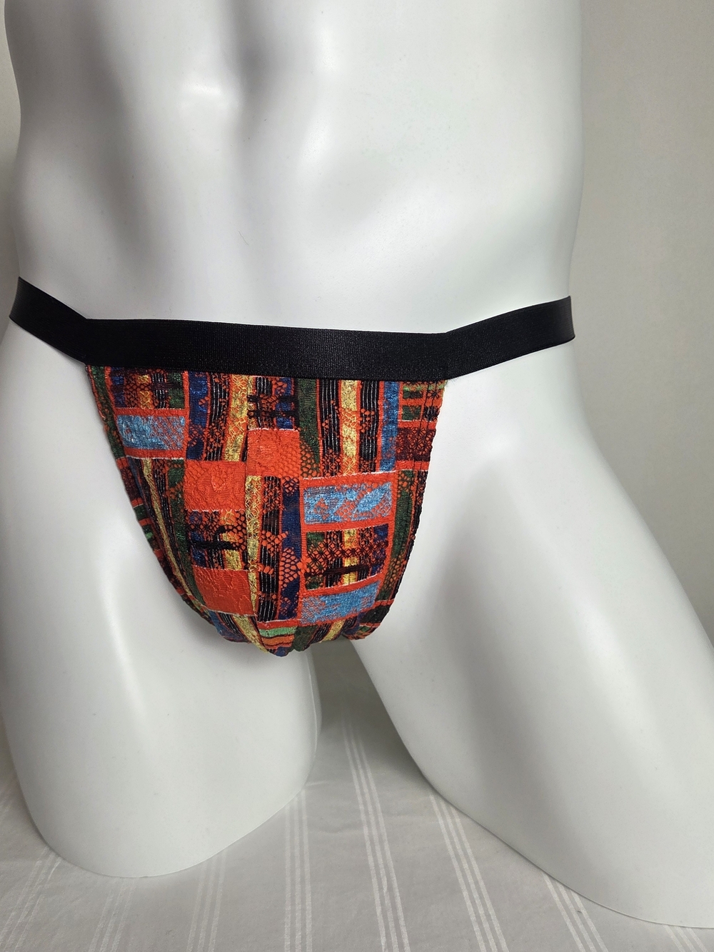 Cosabella Multicolor Patchwork Brief with Black Waistband Italian Thong
